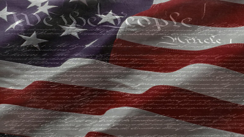 American Flag with Text — Red, Patriotic, Illustration