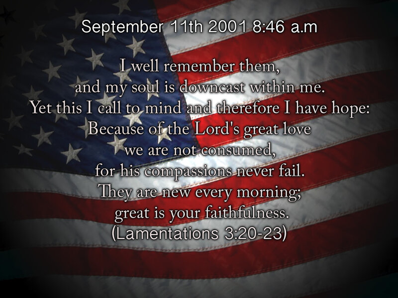 American Flag with Text — Red, Somber