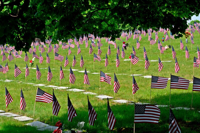 American Flags in Cemetery