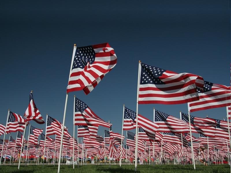 American Flags on Field