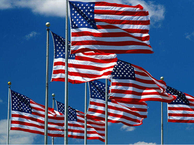 American Flags Waving