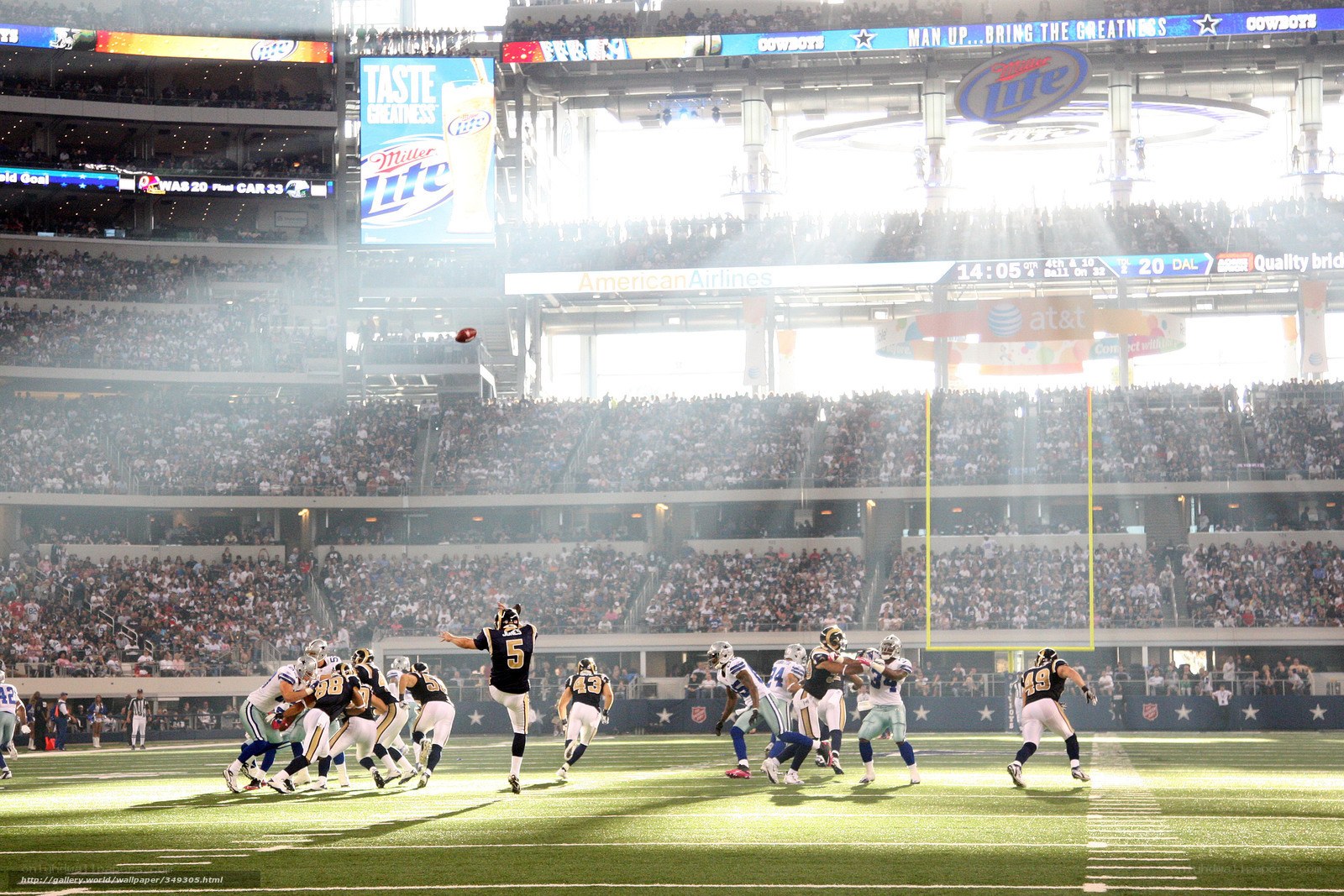 American football game at stadium
