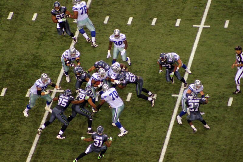 American football game in progress