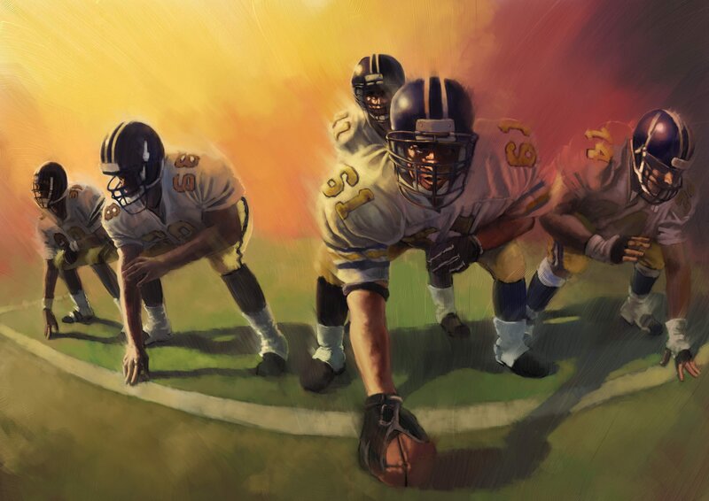American football players in action