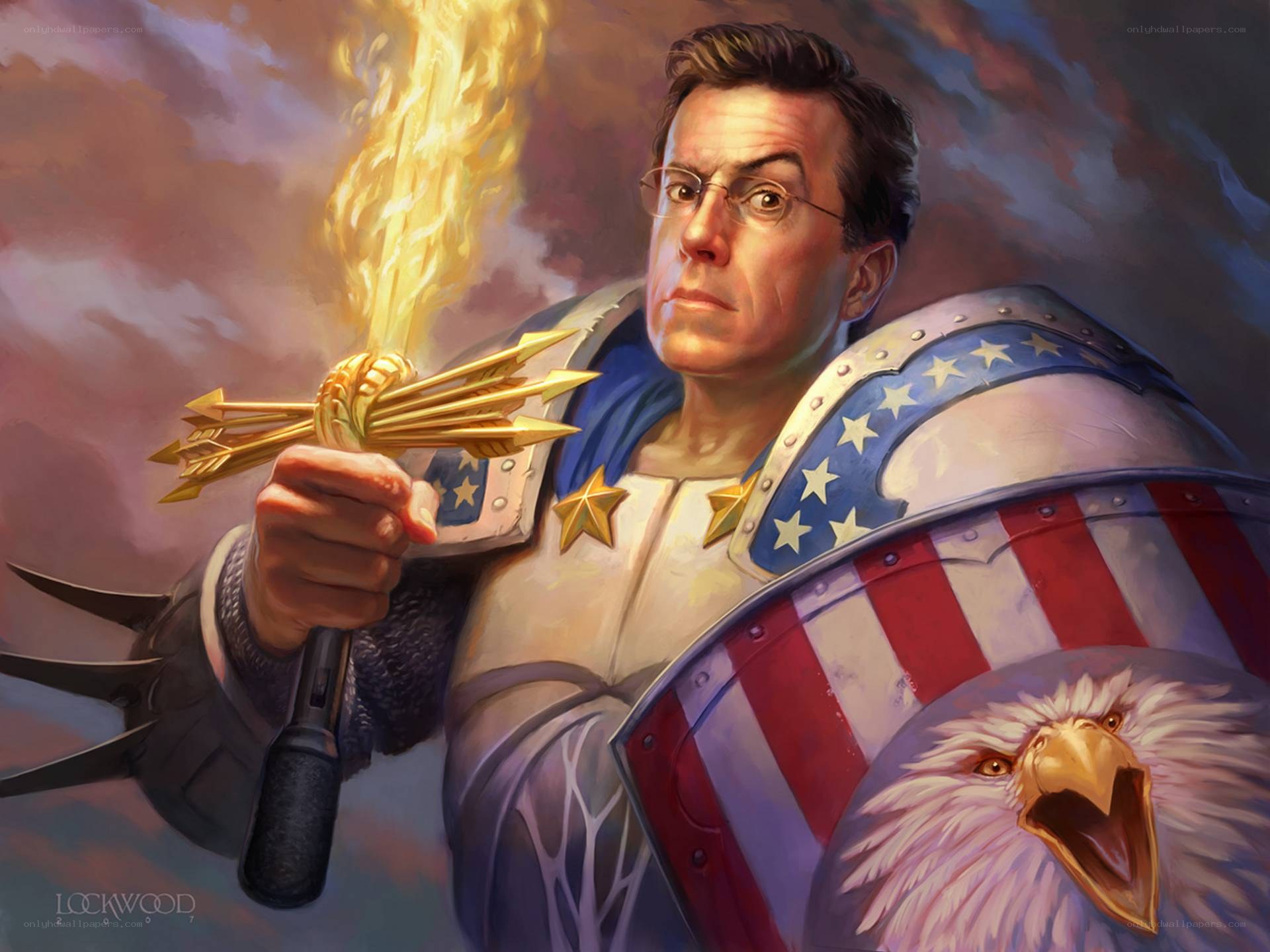 American knight with torch