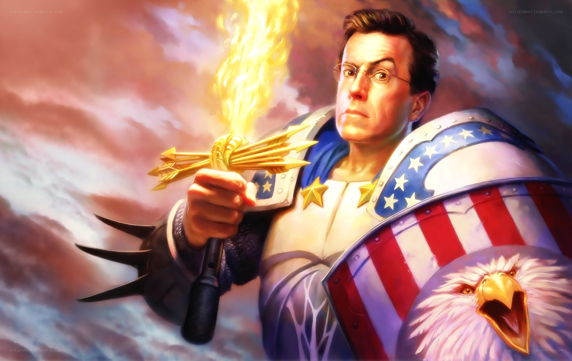 American knight with torch