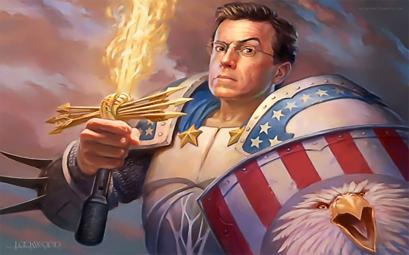 American knight with torch