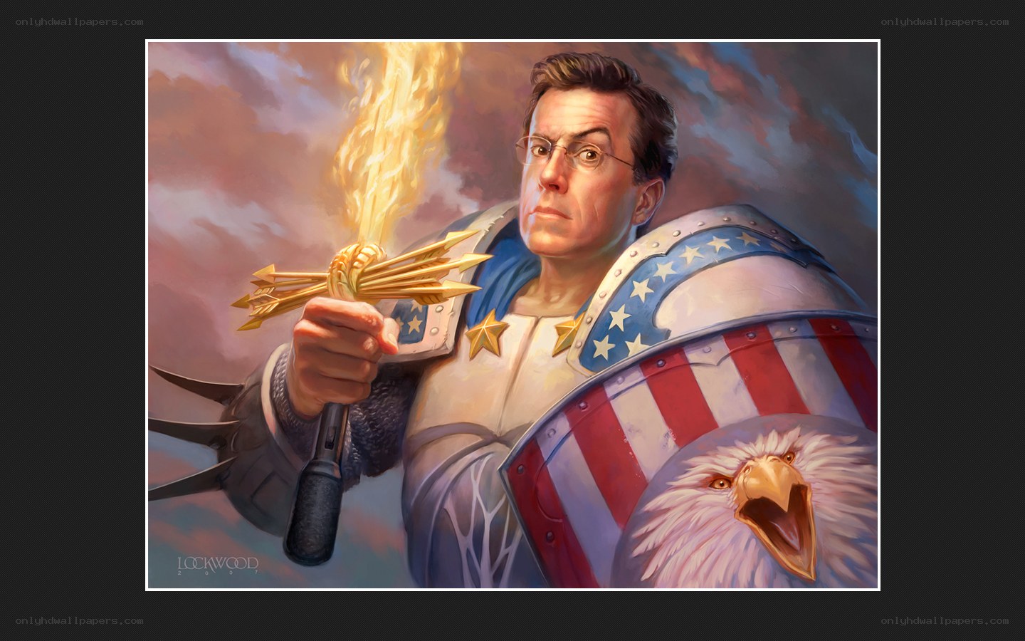 American knight with torch