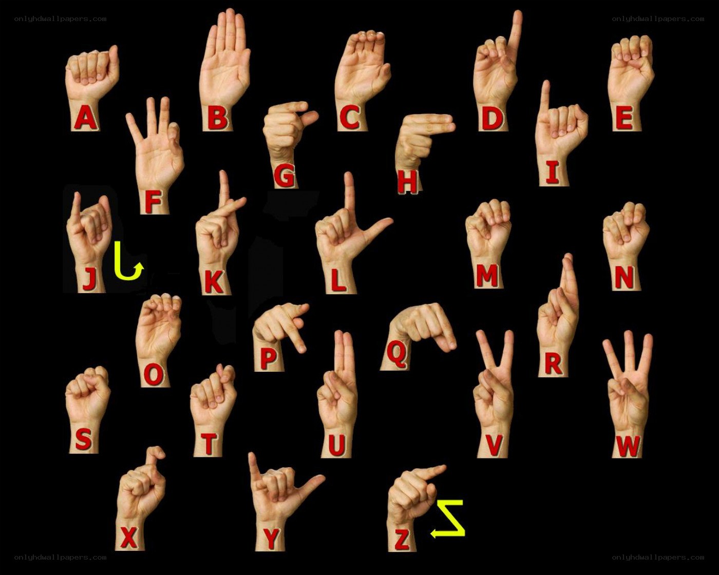 American Sign Language alphabet chart