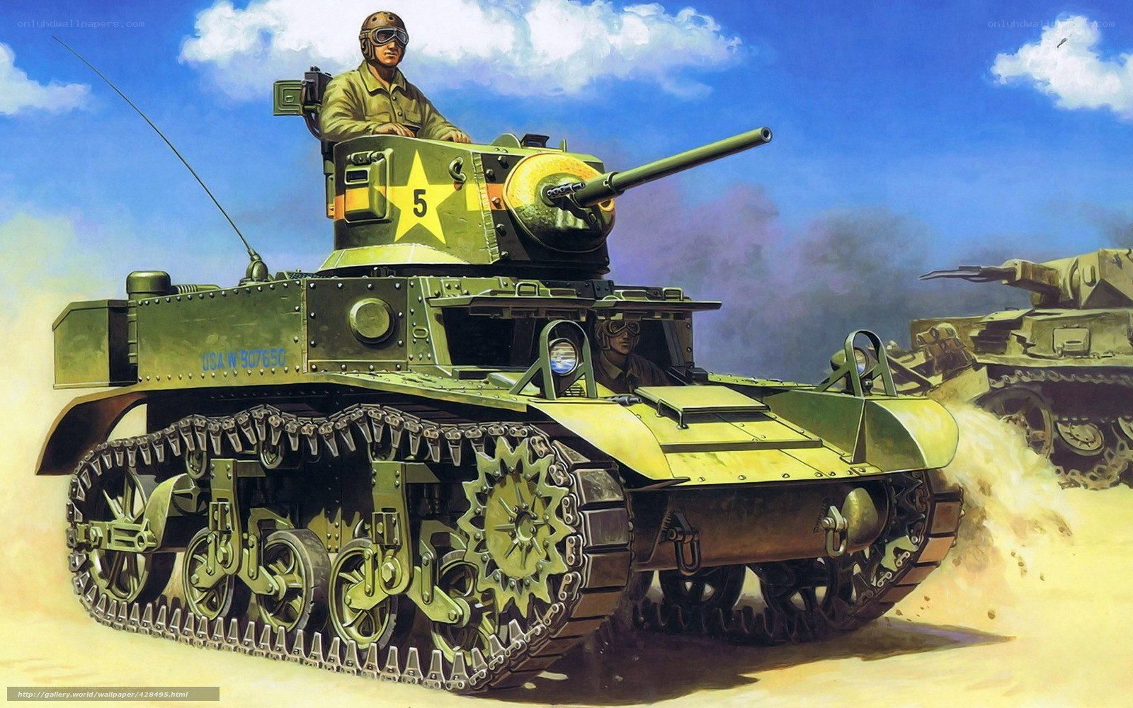 American tank in desert combat