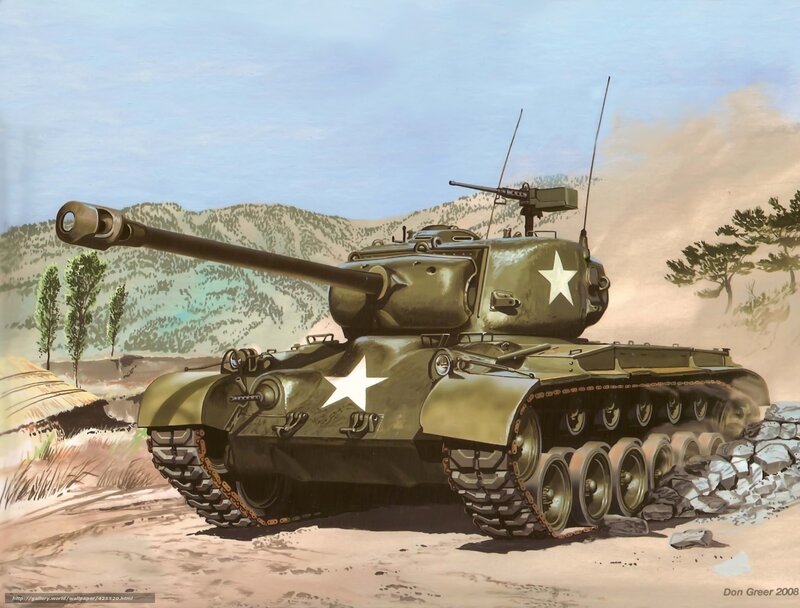 American tank in desert terrain