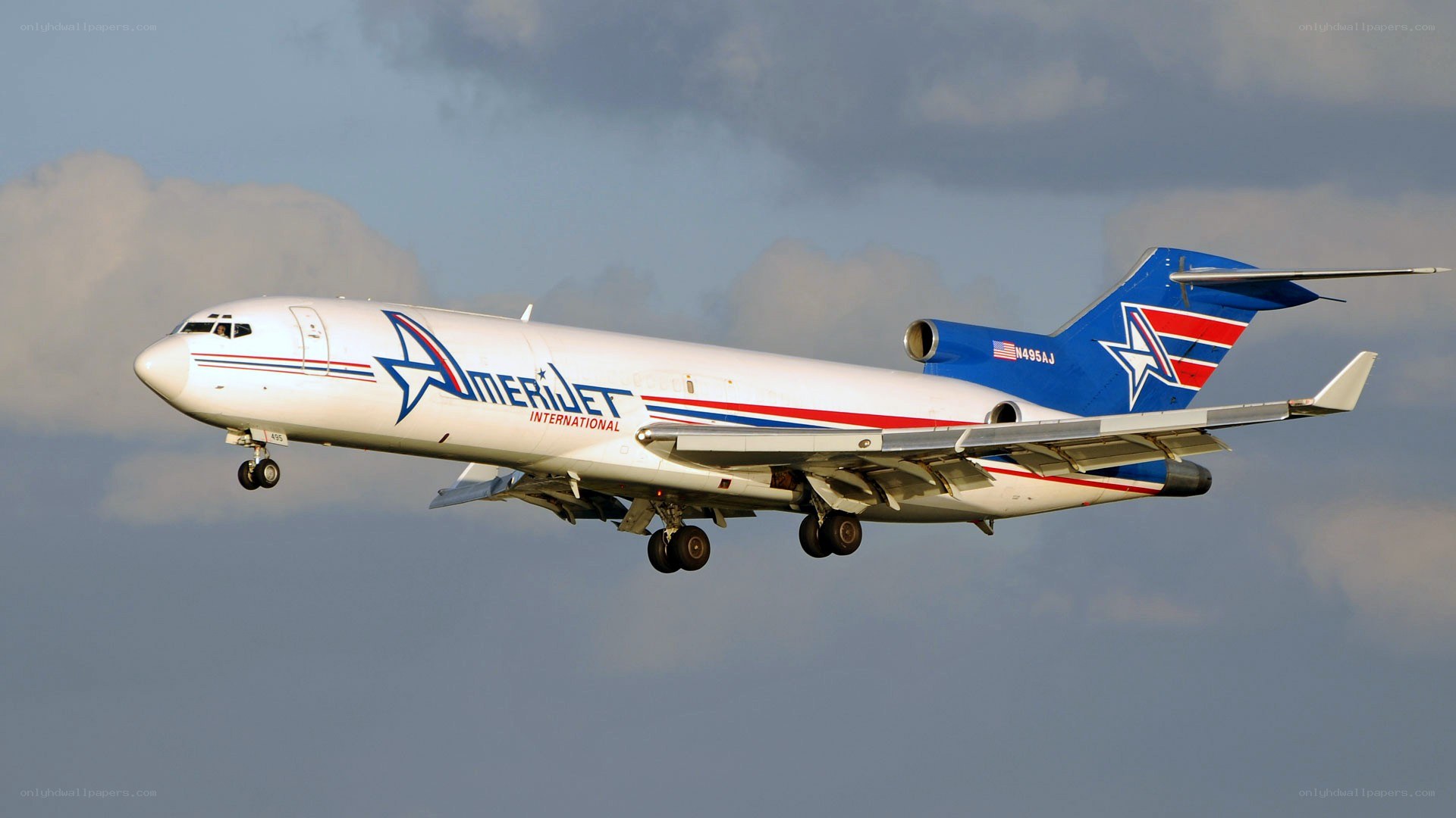 Amerijet cargo plane in flight