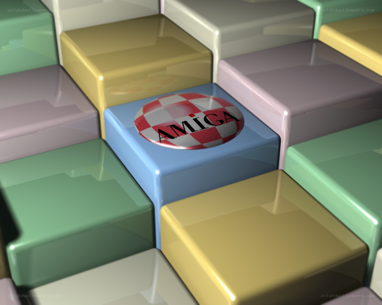 Amiga logo on colorful cubes