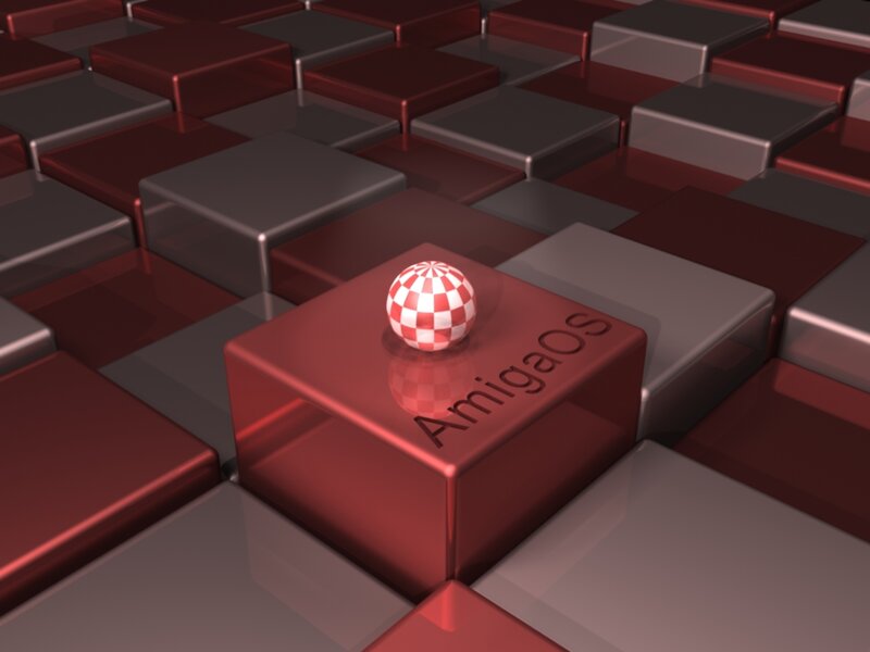 AmigaOS logo on red cube