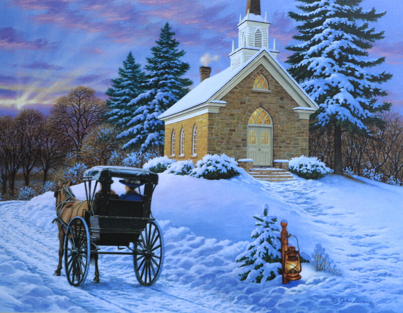 Amish Buggy in Snow — Blue
