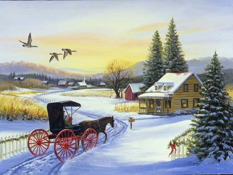 Amish Buggy in Snow