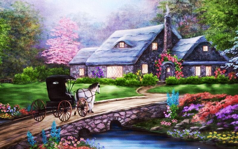 Amish Buggy on Bridge