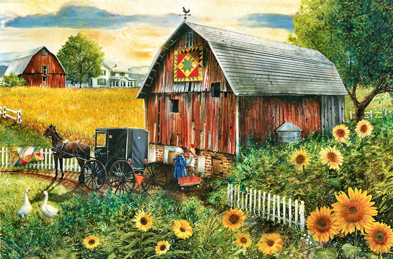 Amish Children by Barn
