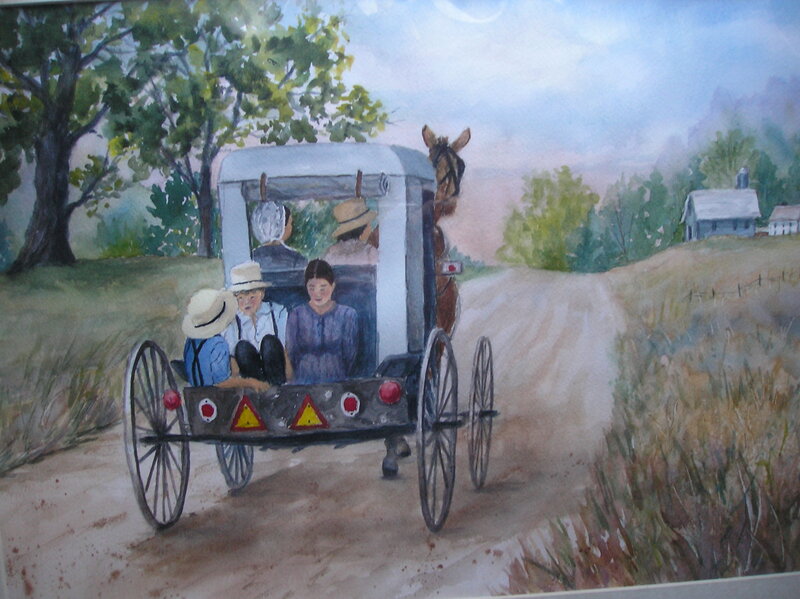Amish family in buggy