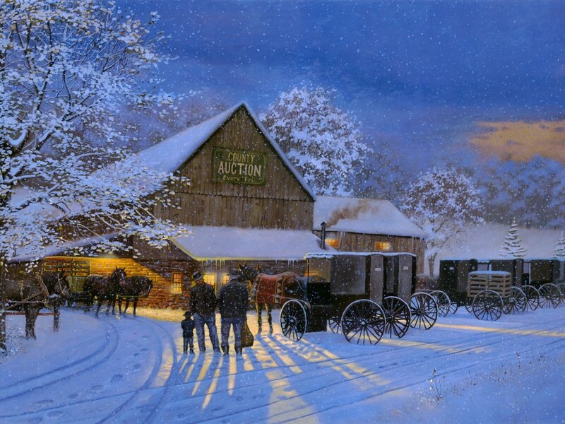 Amish Family in Snow