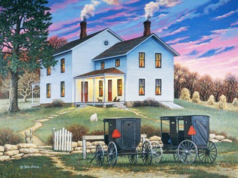 Amish House at Dusk