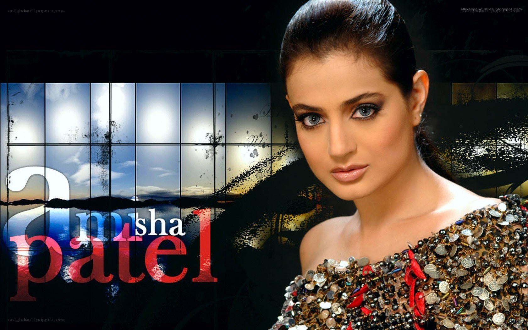 Amisha Patel portrait wallpaper