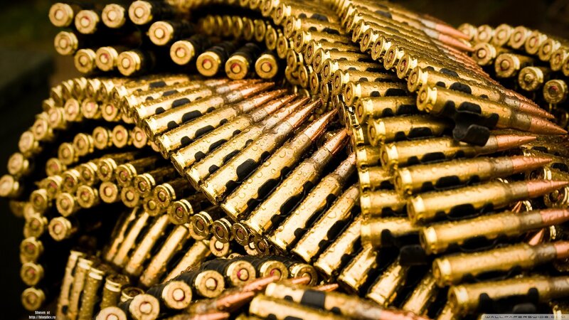 Ammunition Belts — Gold, Dramatic, Photograph