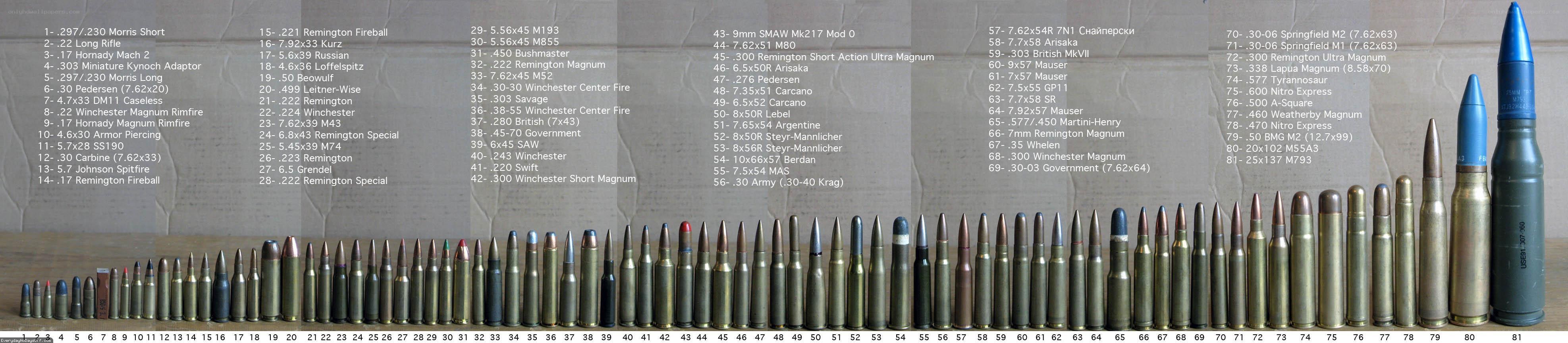 Ammunition caliber comparison