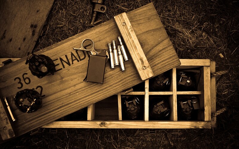 ammunition crate with grenades