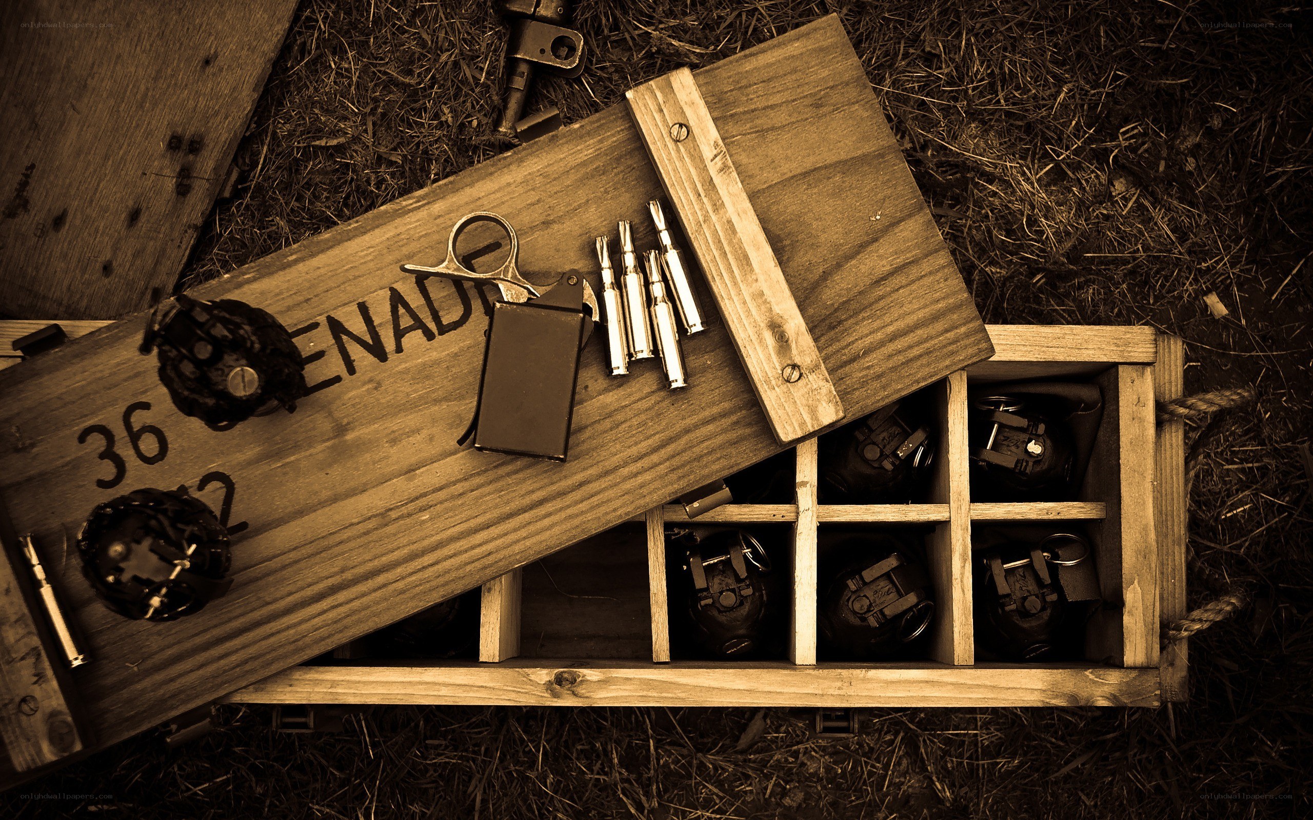 ammunition crate with grenades