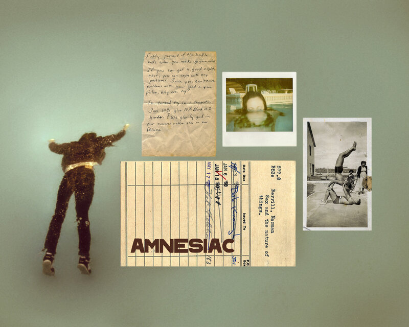 Amnesiac collage with photos and notes