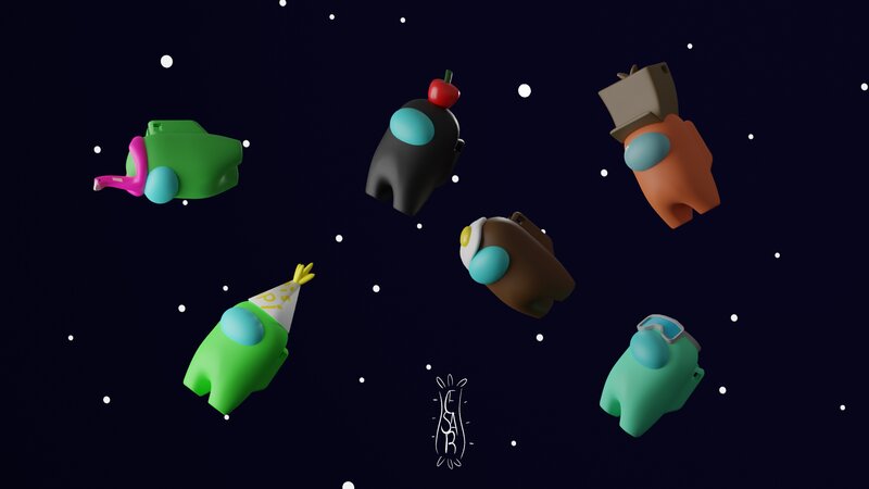 Among Us Characters in Space
