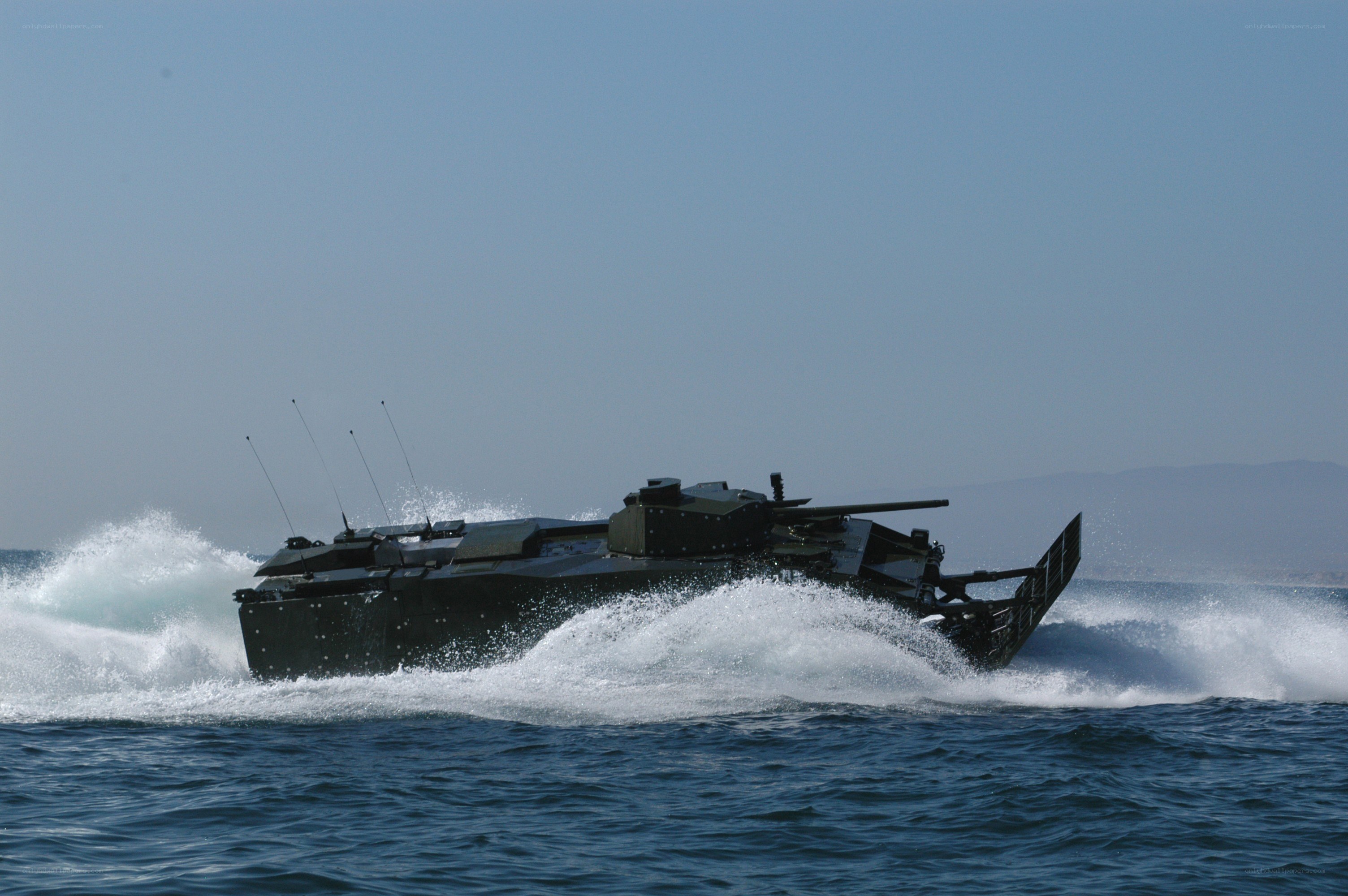 Amphibious armored vehicle in action