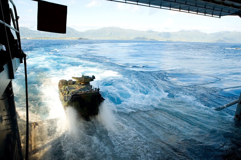 Amphibious assault vehicle in action