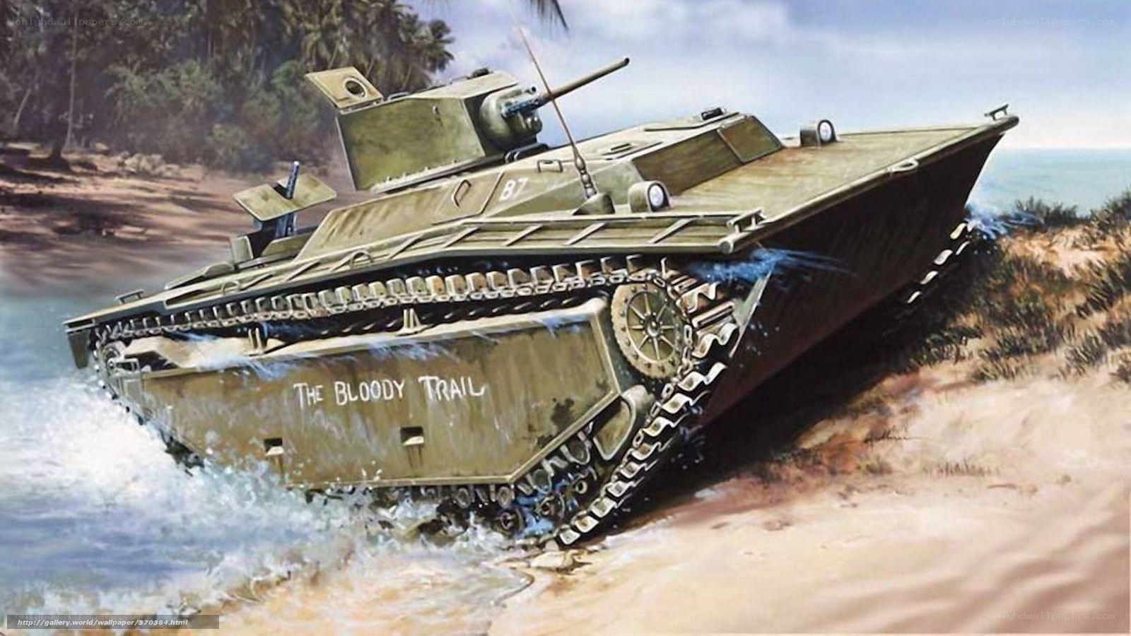 Amphibious tank landing