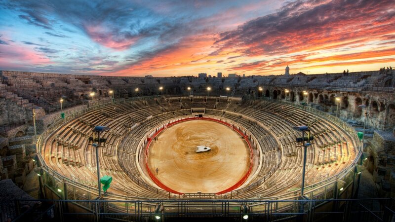 Amphitheater at sunset