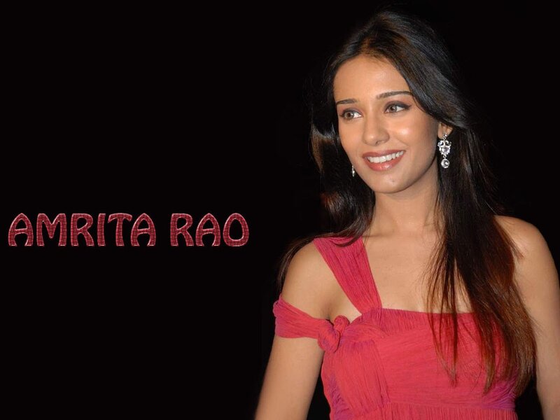 Amrita Rao in a pink dress