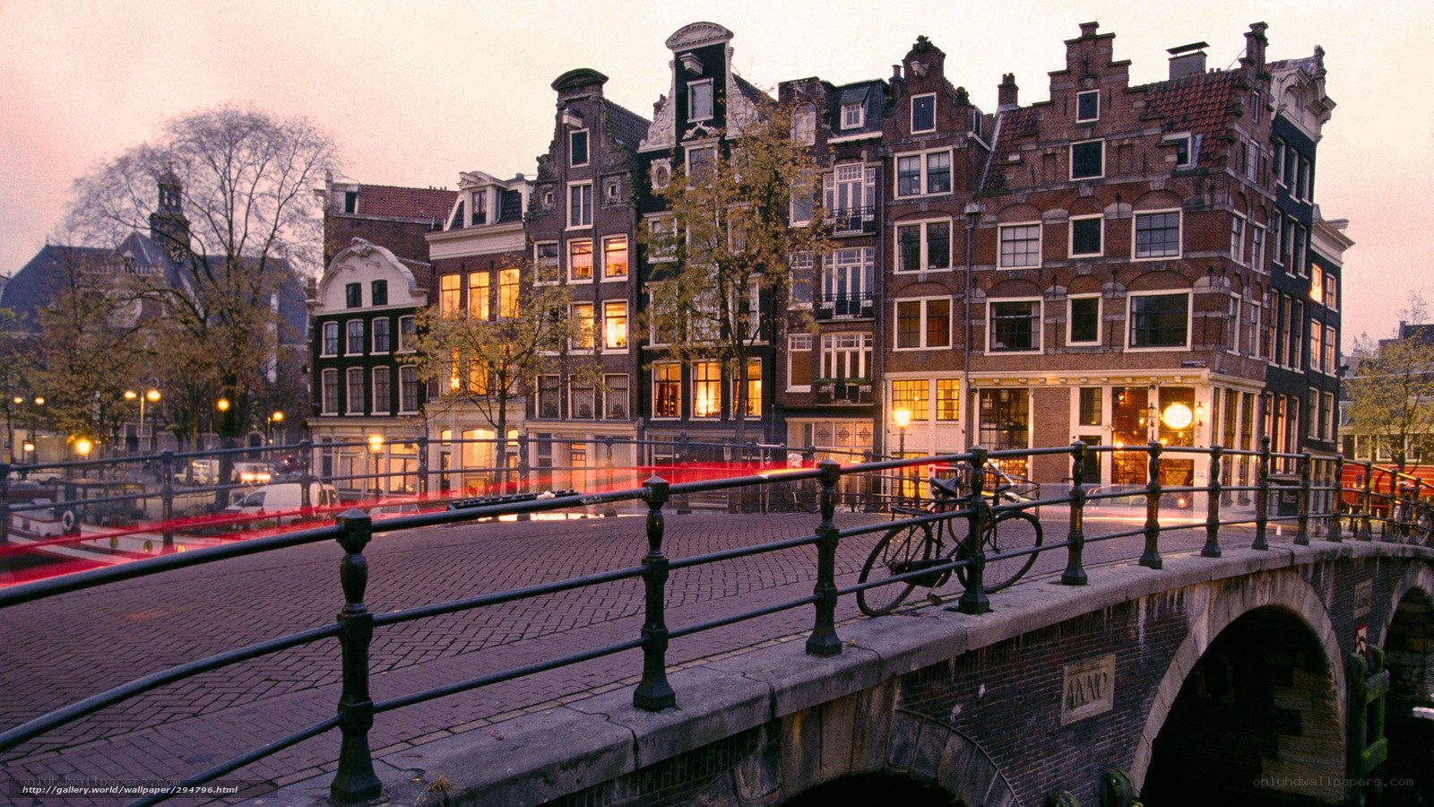 Amsterdam canal at dusk
