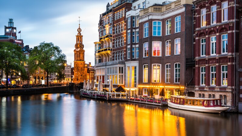 Amsterdam Canal at Dusk — Blue