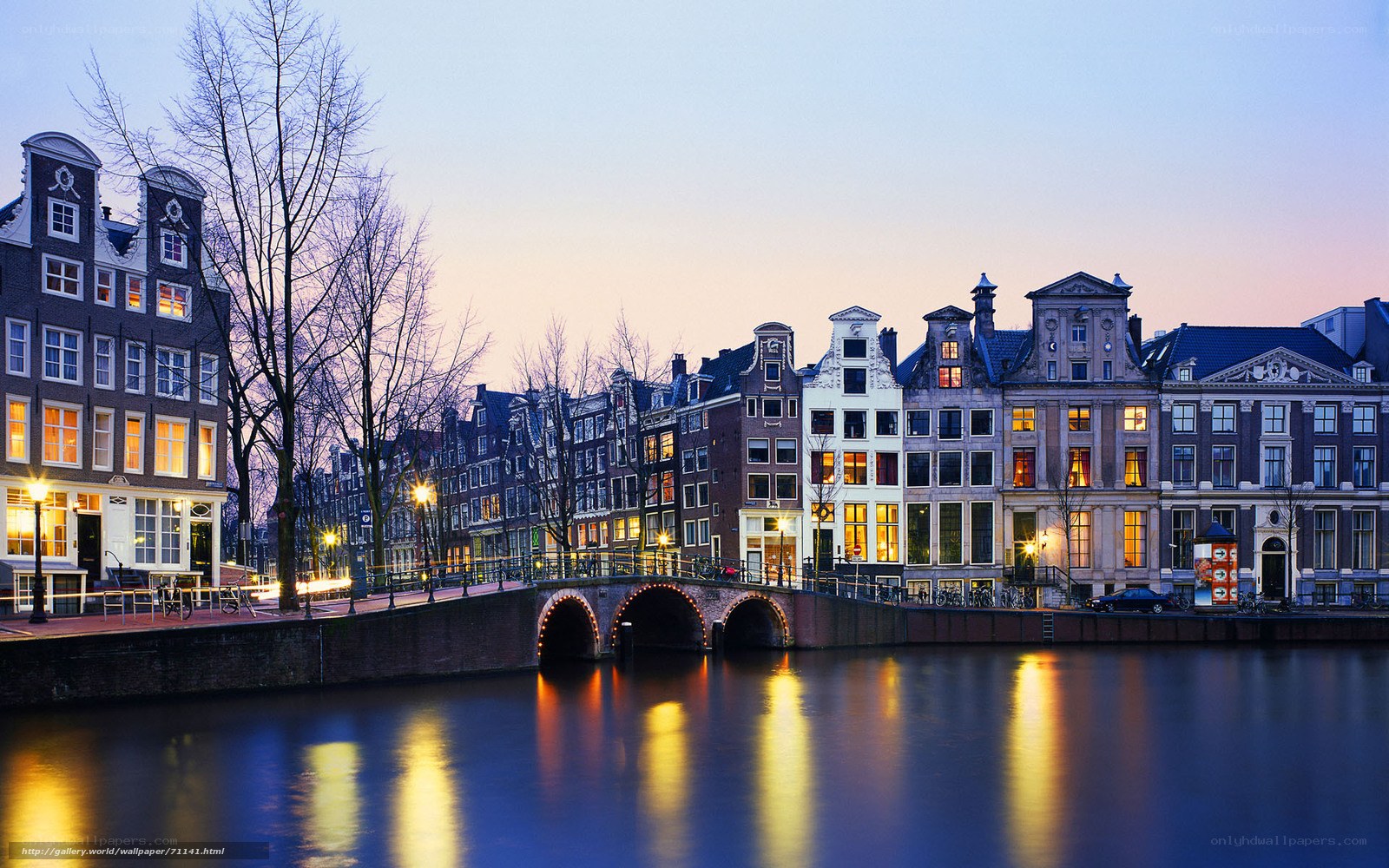 Amsterdam canal at dusk