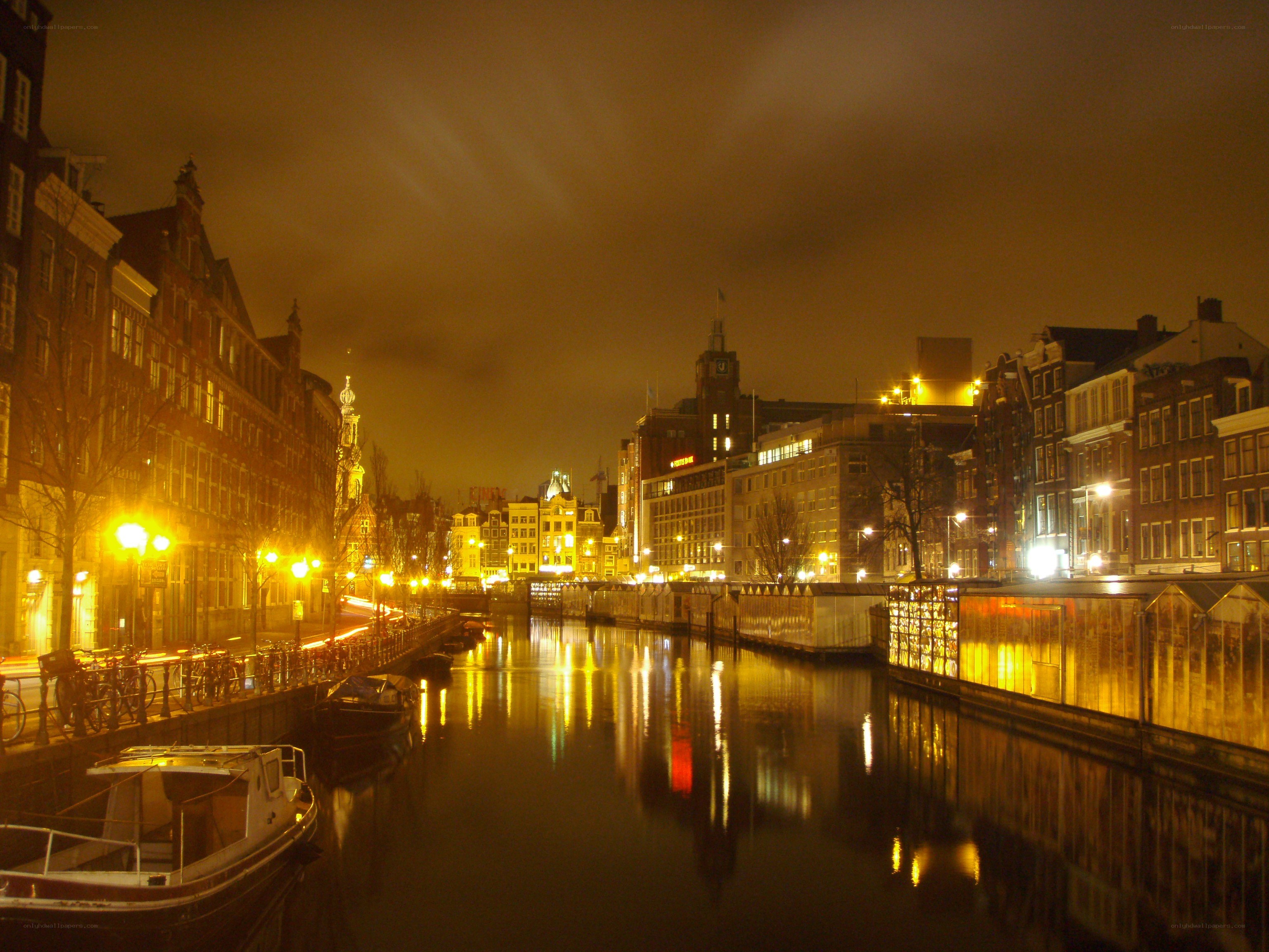 Amsterdam canal at night