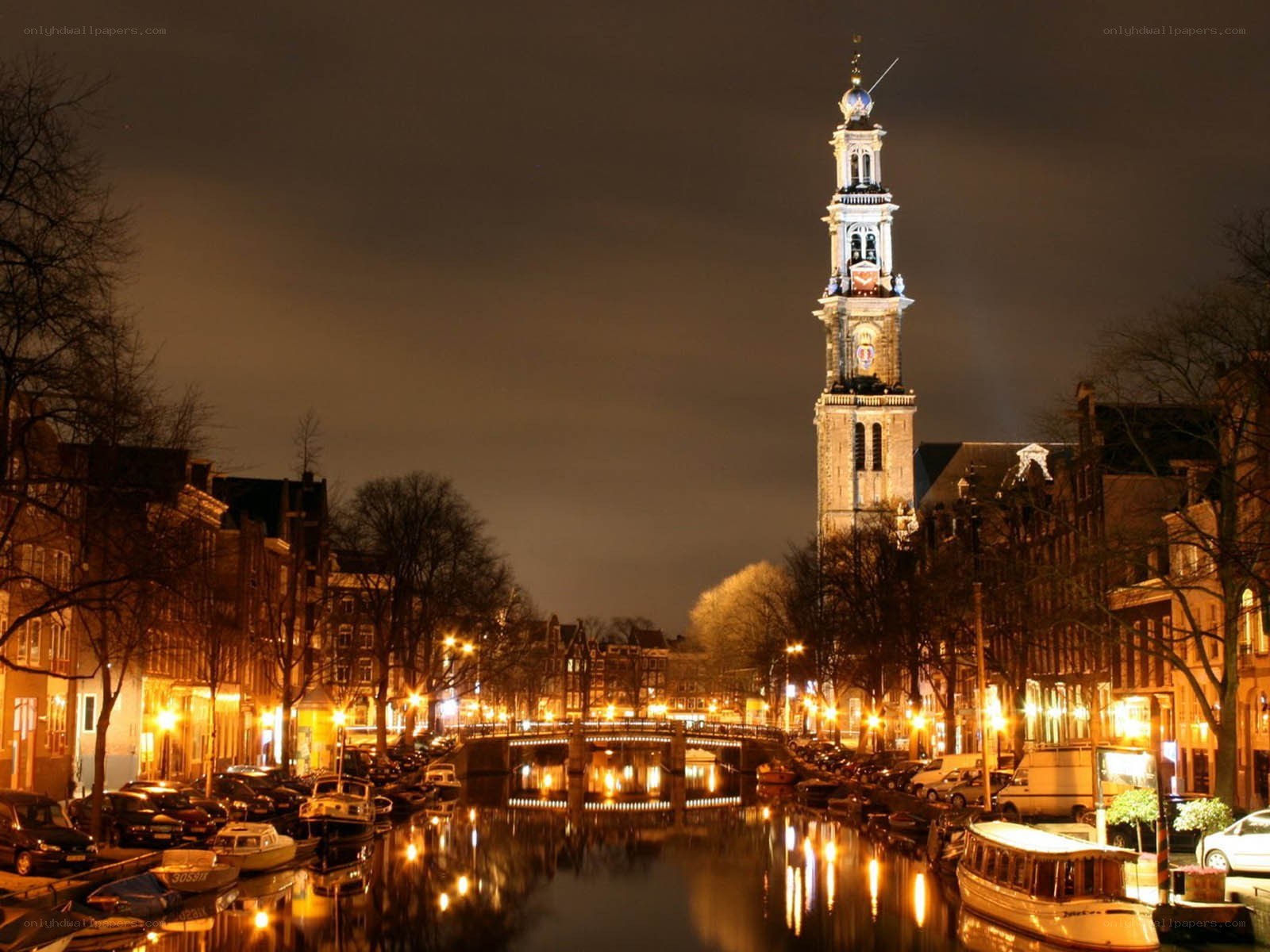 Amsterdam canal at night