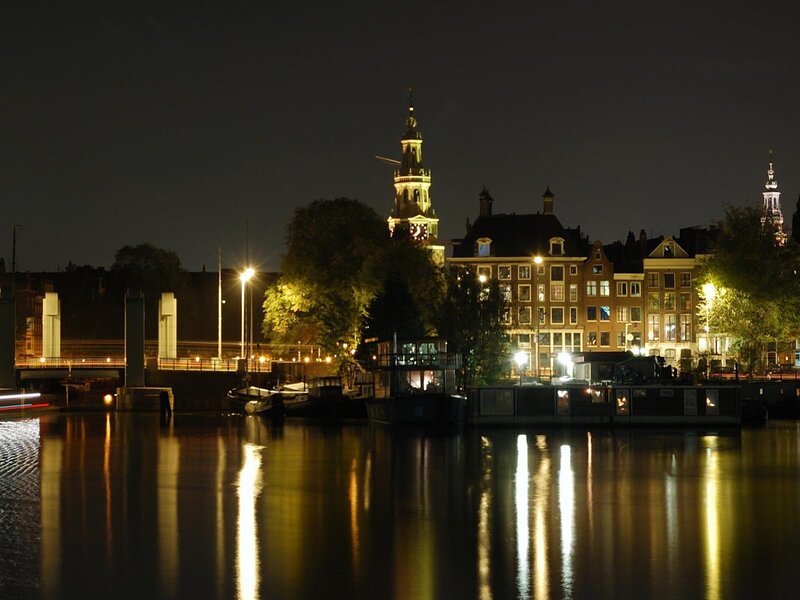 Amsterdam Canal at Night — Black