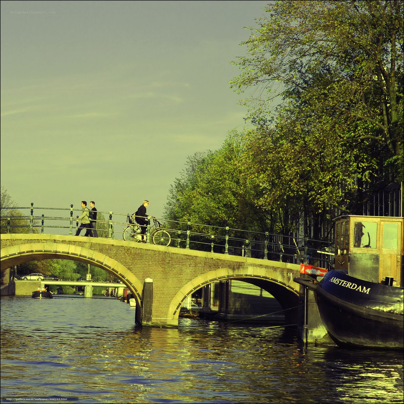 Amsterdam canal bridge scene