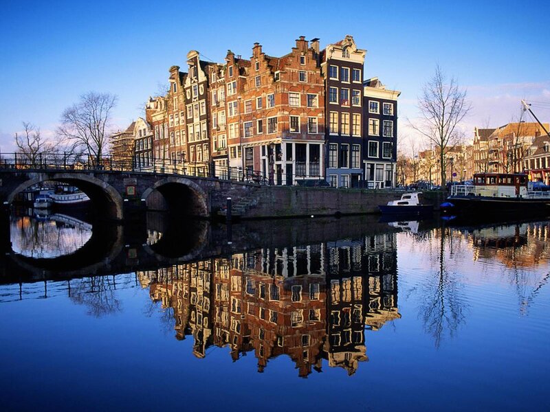 Amsterdam canal with historic buildings