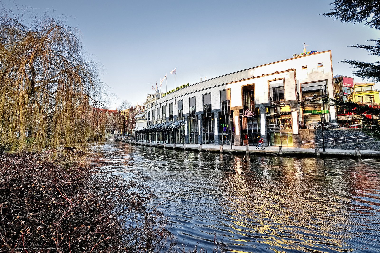 Amsterdam canal with hotel