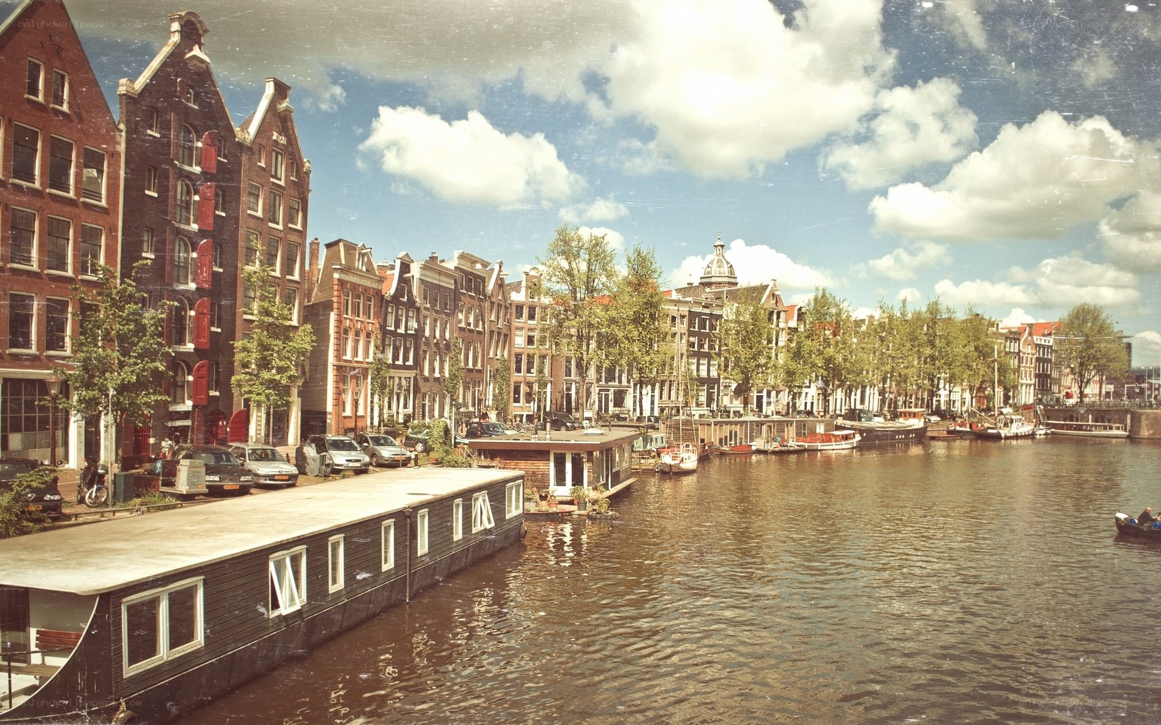 Amsterdam canal with houseboats