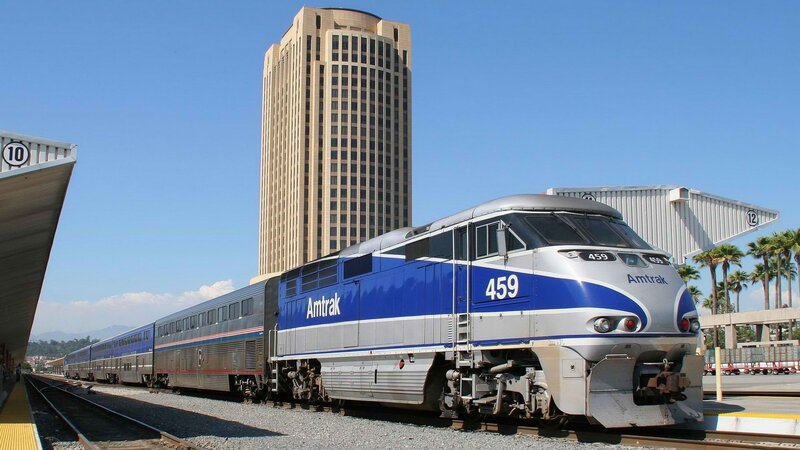 Amtrak train at station