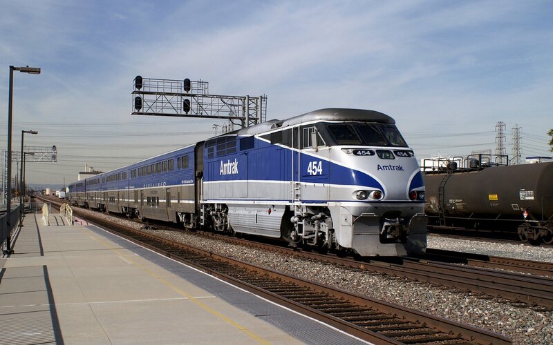 Amtrak train at station