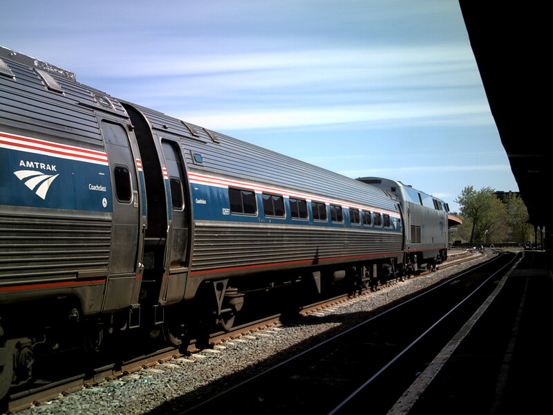 Amtrak train at station